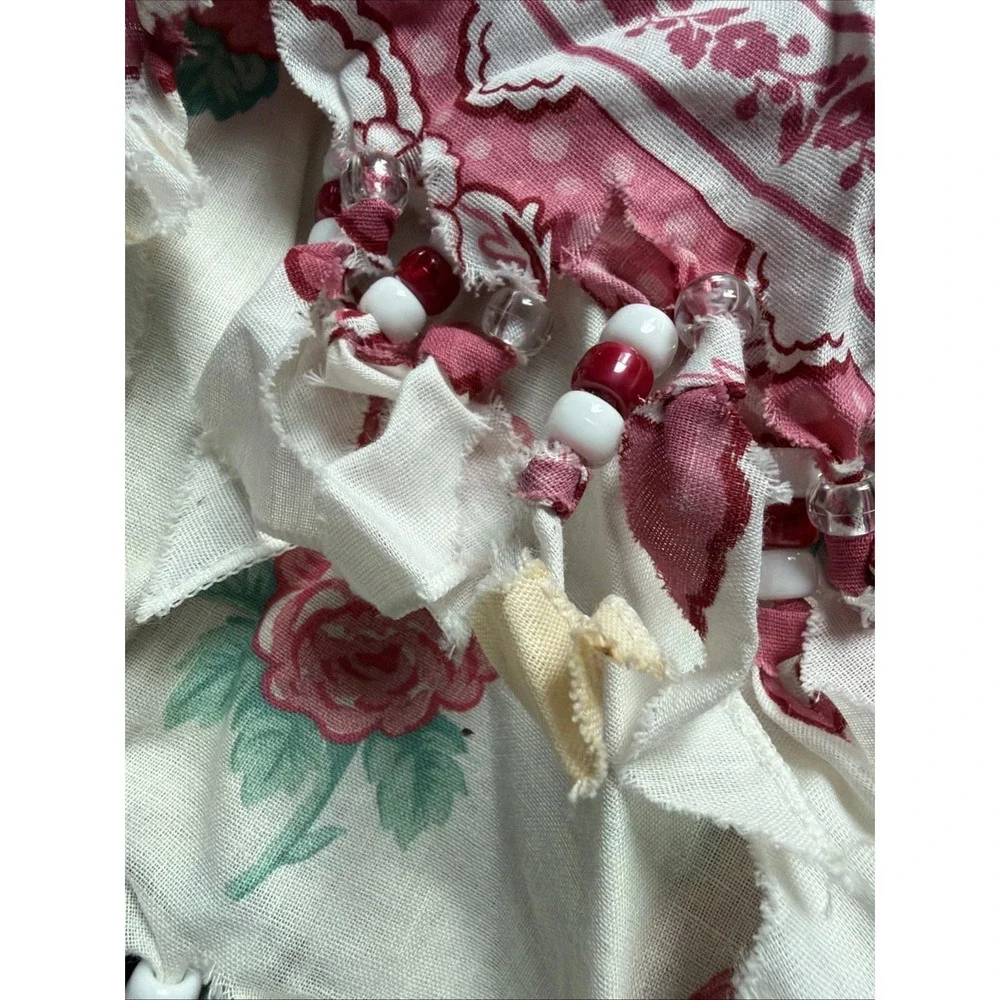 Vtg Beaded Bandana Necklace Scarf Lot 2 Breast‎ Plate Collar Girly Sweet Flowers